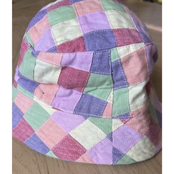 Patchwork Hat Hippie Boho Pastel Sun Beach Retro Bucket Cap Cotton Reversible - Picture 9 of 10